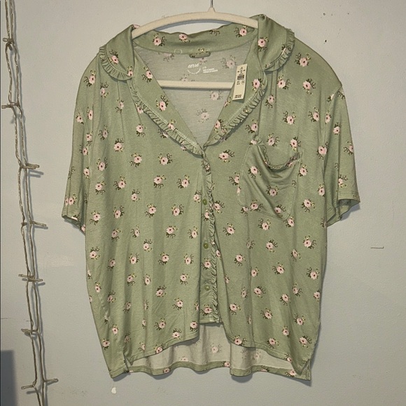 aerie Other - Aerie Real Soft Ruffle Floral Pajama Shirt